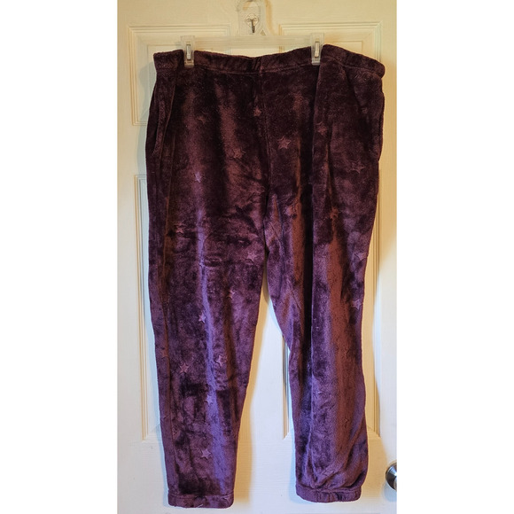 Joyspun Women’s Plush Fleece Star Jogger Pants Purple Soft Lounge Sleep Sz 2X - Picture 1 of 12